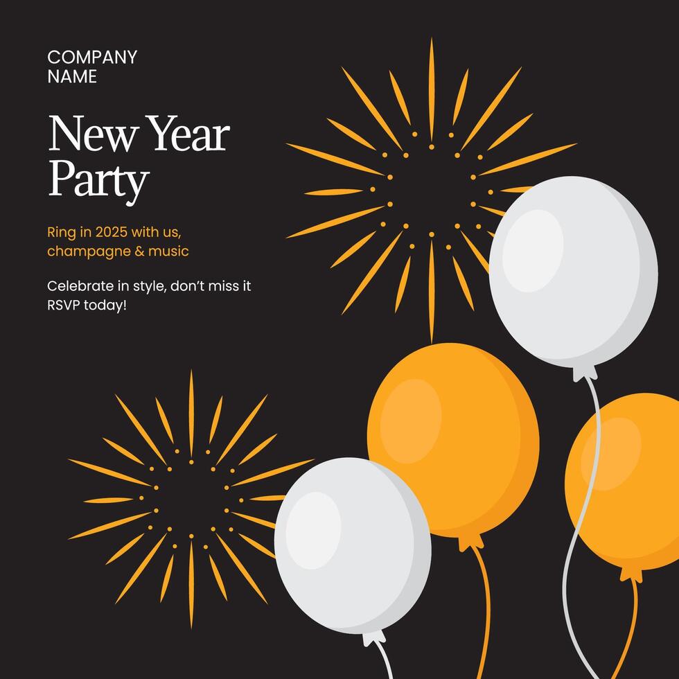 2025 New Year Celebration Graphic for Social Media Templates Illustration vector
