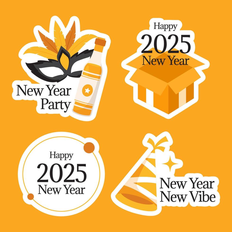 Celebratory Happy New Year 2025 Illustration for Festive Label Templates vector