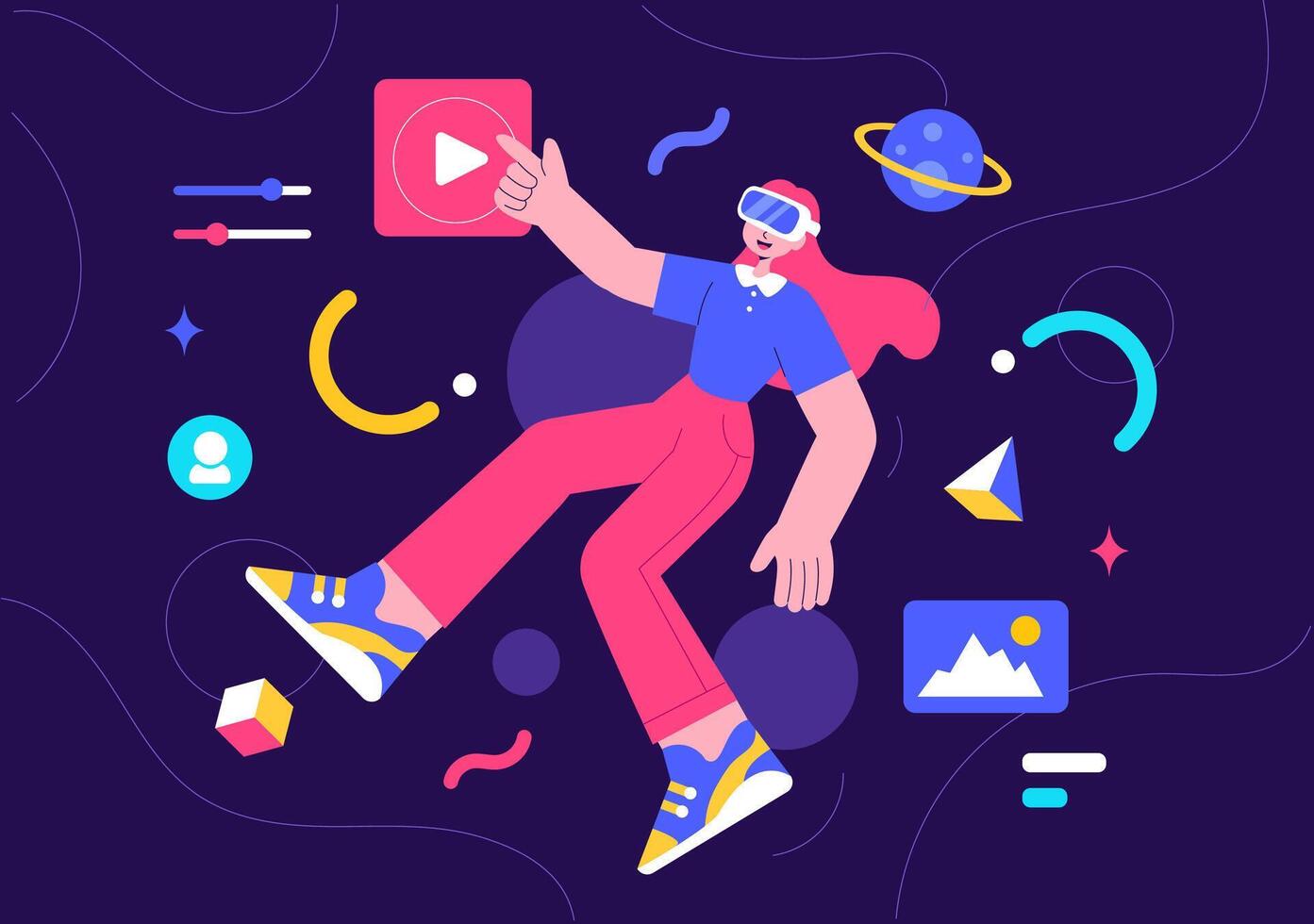 Metaverse Innovation Art Depicting a Futuristic Virtual Reality Concept vector