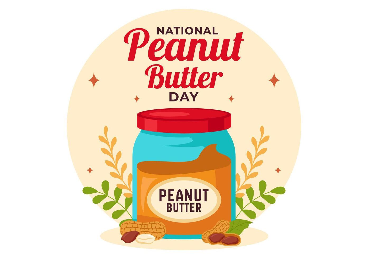 Flat Cartoon Illustration for Peanut Butter Day on January 24 vector