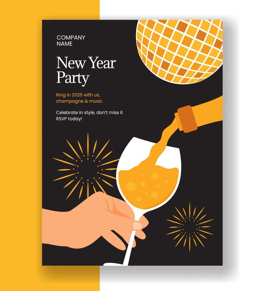 Flat Cartoon Design for New Year 2025 Vertical Poster vector