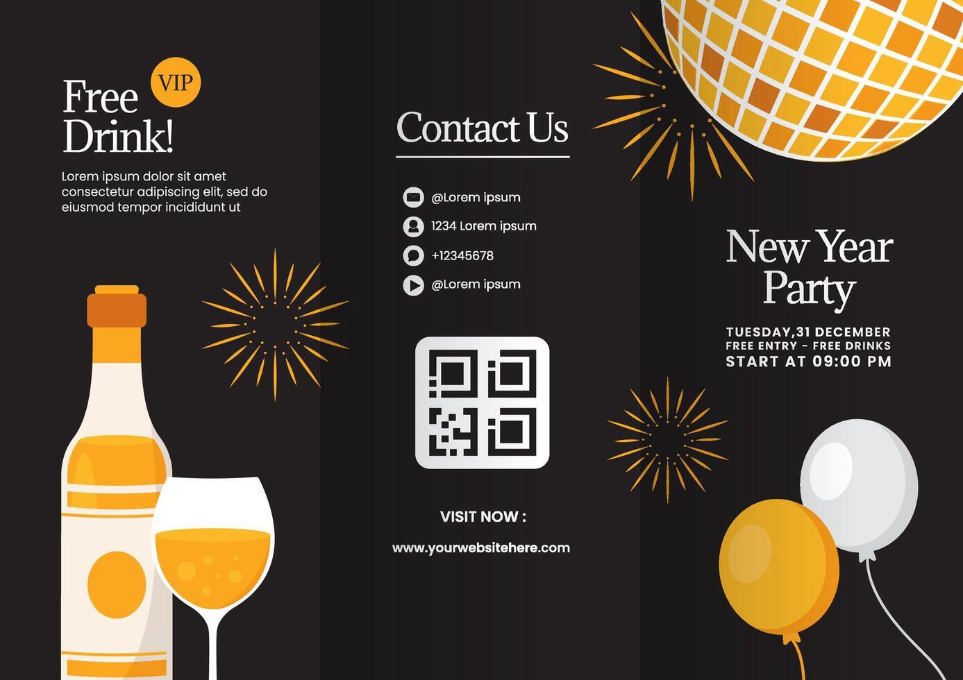 Hand Drawn 2025 New Year Festive Template for Social Media Brochure vector