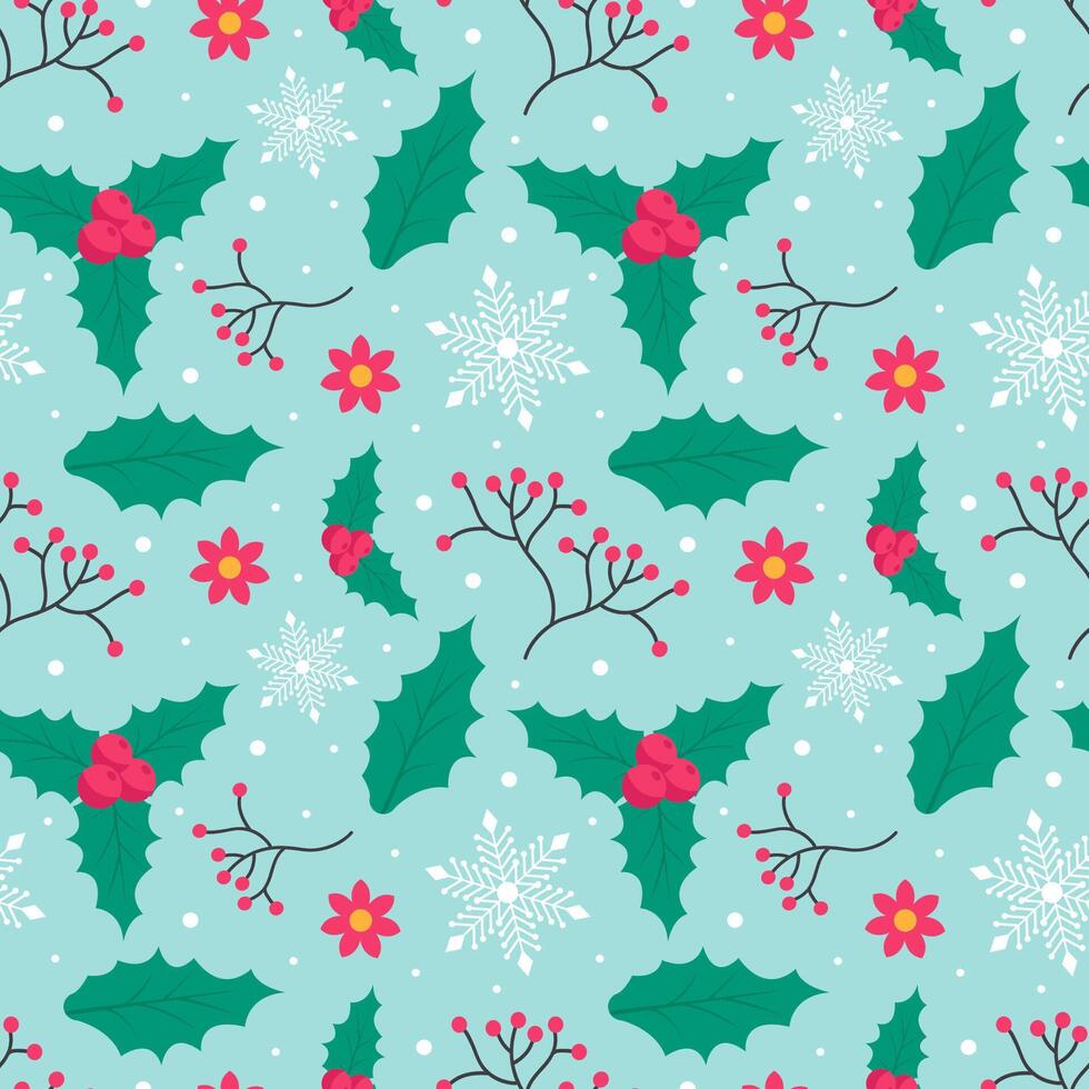 Classic Winter Seamless Pattern Design with Hand-Drawn Decorative Elements vector