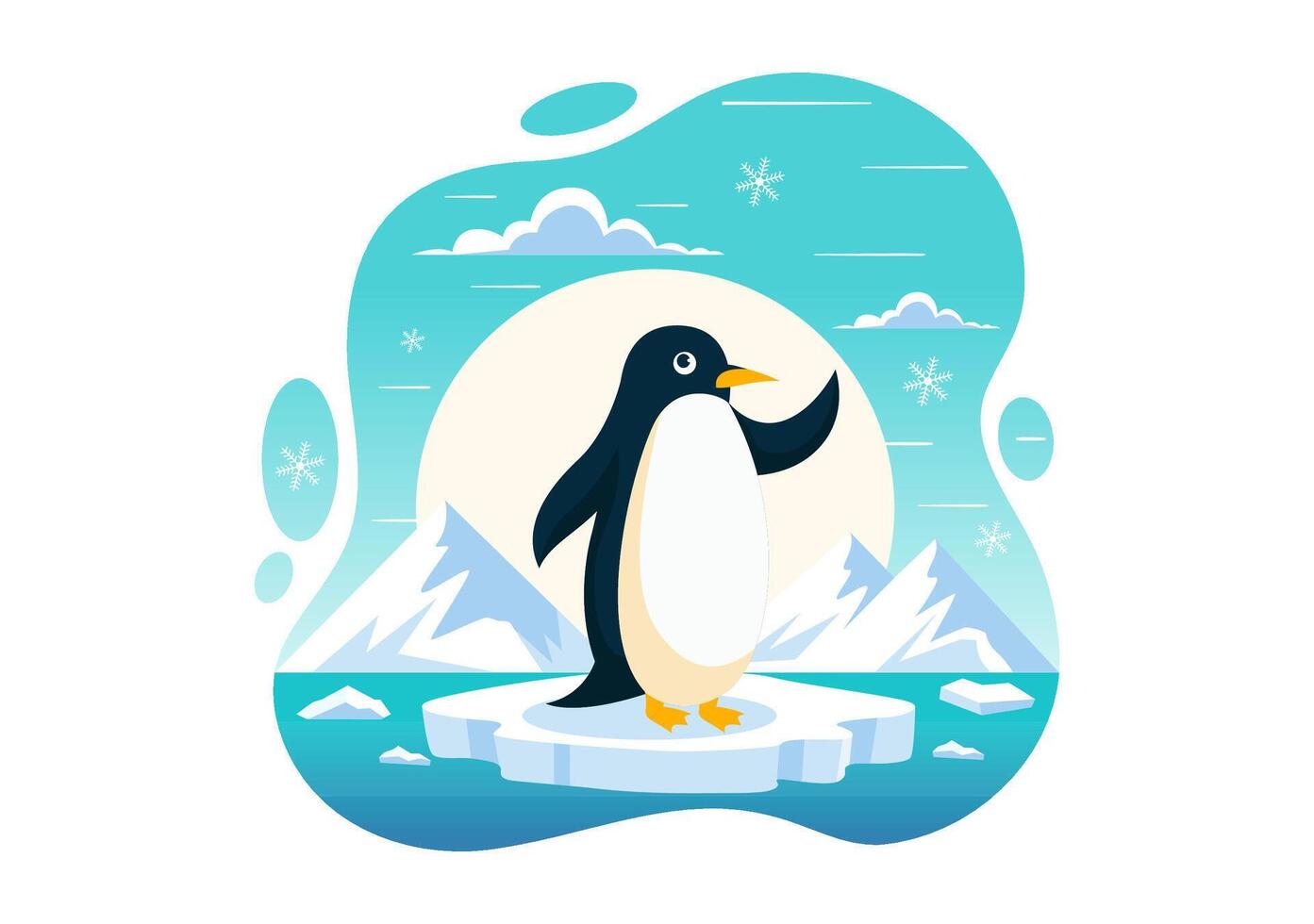 Penguin Conservation Day Illustration with Cute Penguins and Icebergs in a Flat Cartoon Background vector
