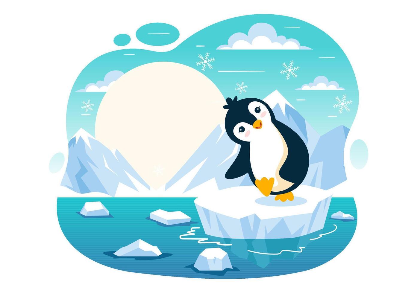 Penguins on Ice Illustration for Wildlife Awareness in a Cartoon Background vector