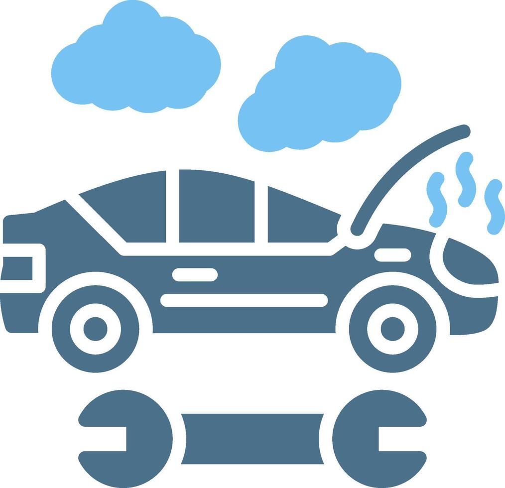 Broken Car Glyph Two Color Icon Design vector