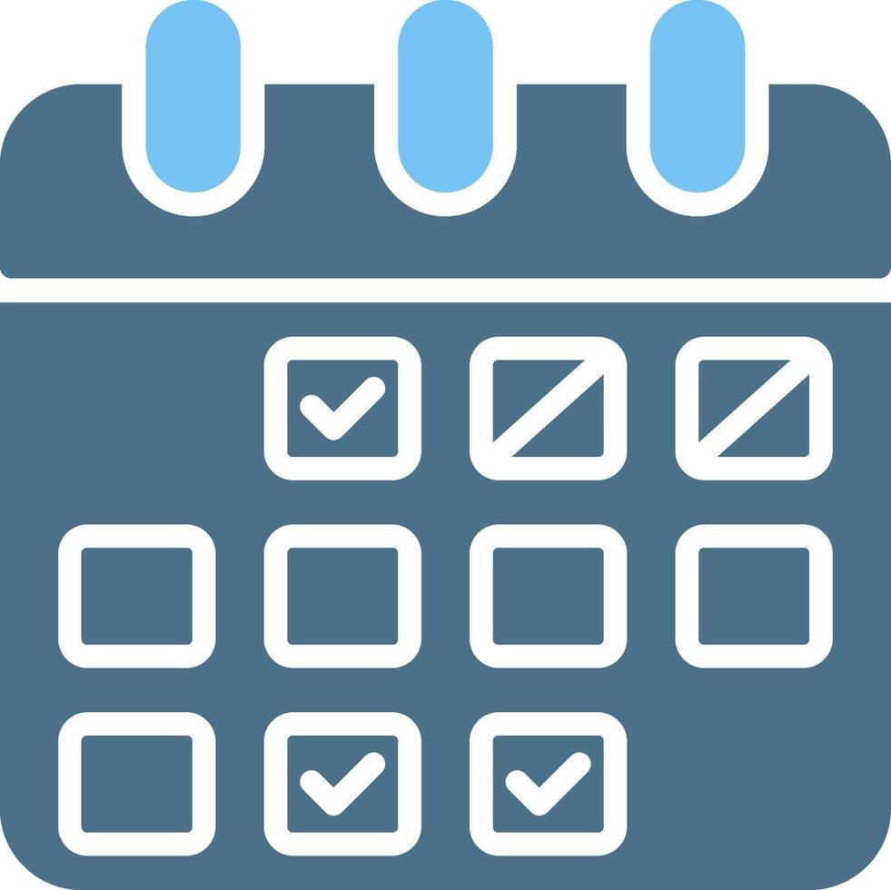 Calendar Glyph Two Color Icon Design vector
