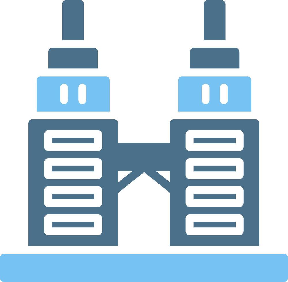 Petronas Twin Tower Glyph Two Color Icon Design vector