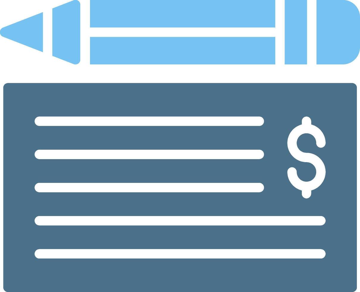 Bank Check Glyph Two Color Icon Design vector