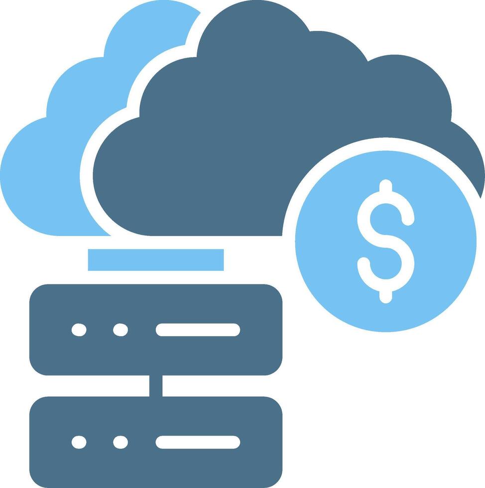 Cloud Database Glyph Two Color Icon Design vector