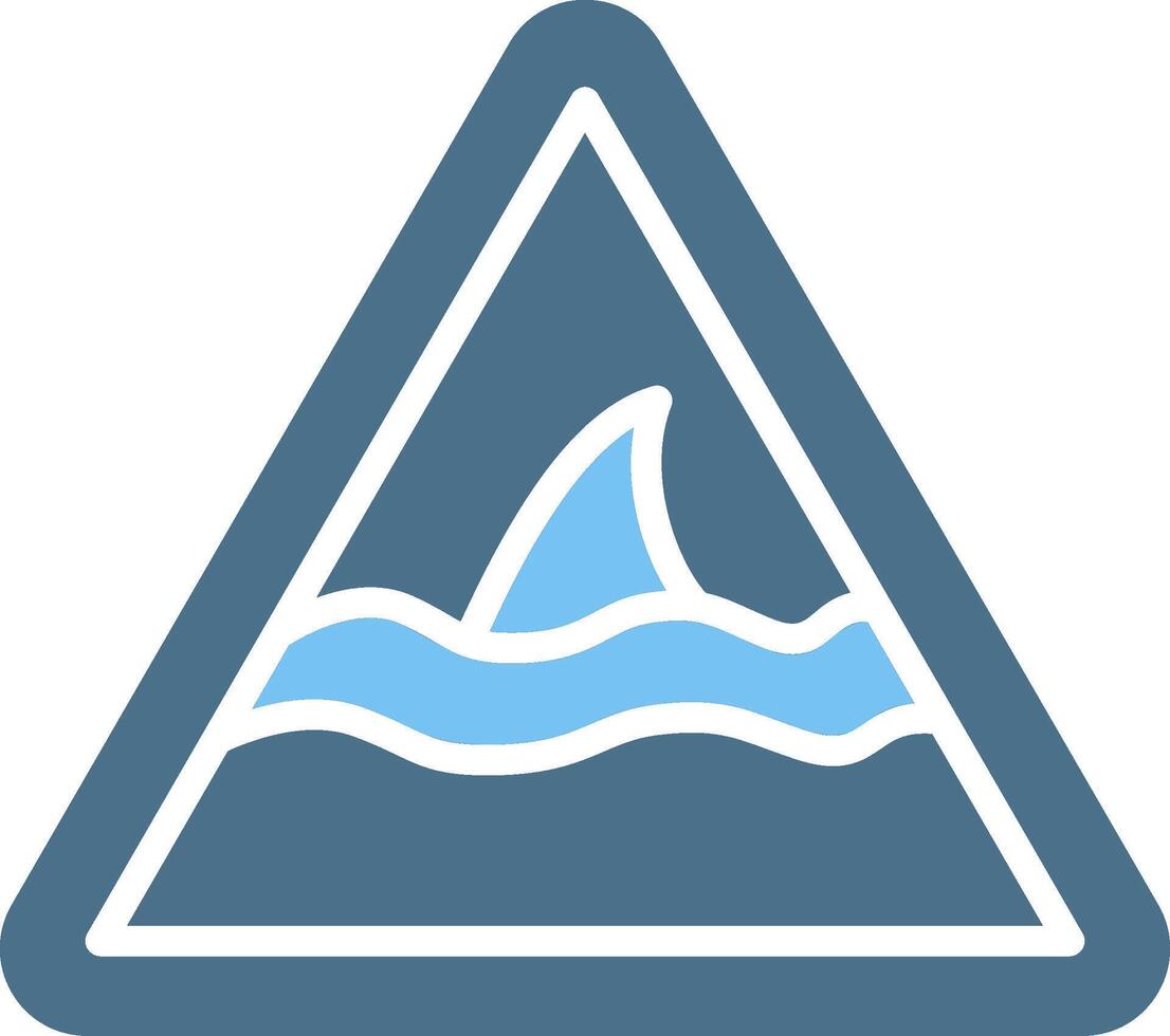 Shark Warning Glyph Two Color Icon Design vector