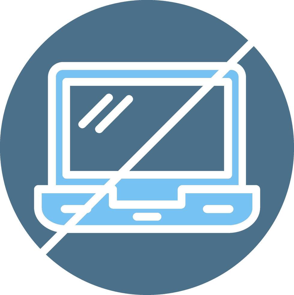 No Laptop Glyph Two Color Icon Design vector