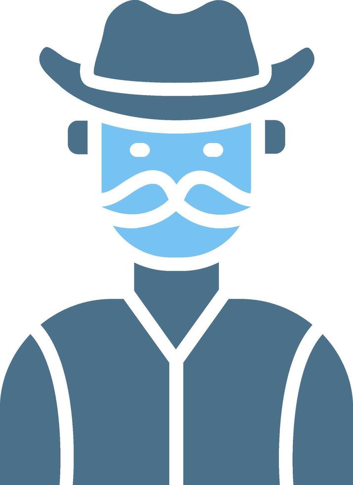 Cowboy Glyph Two Color Icon Design vector