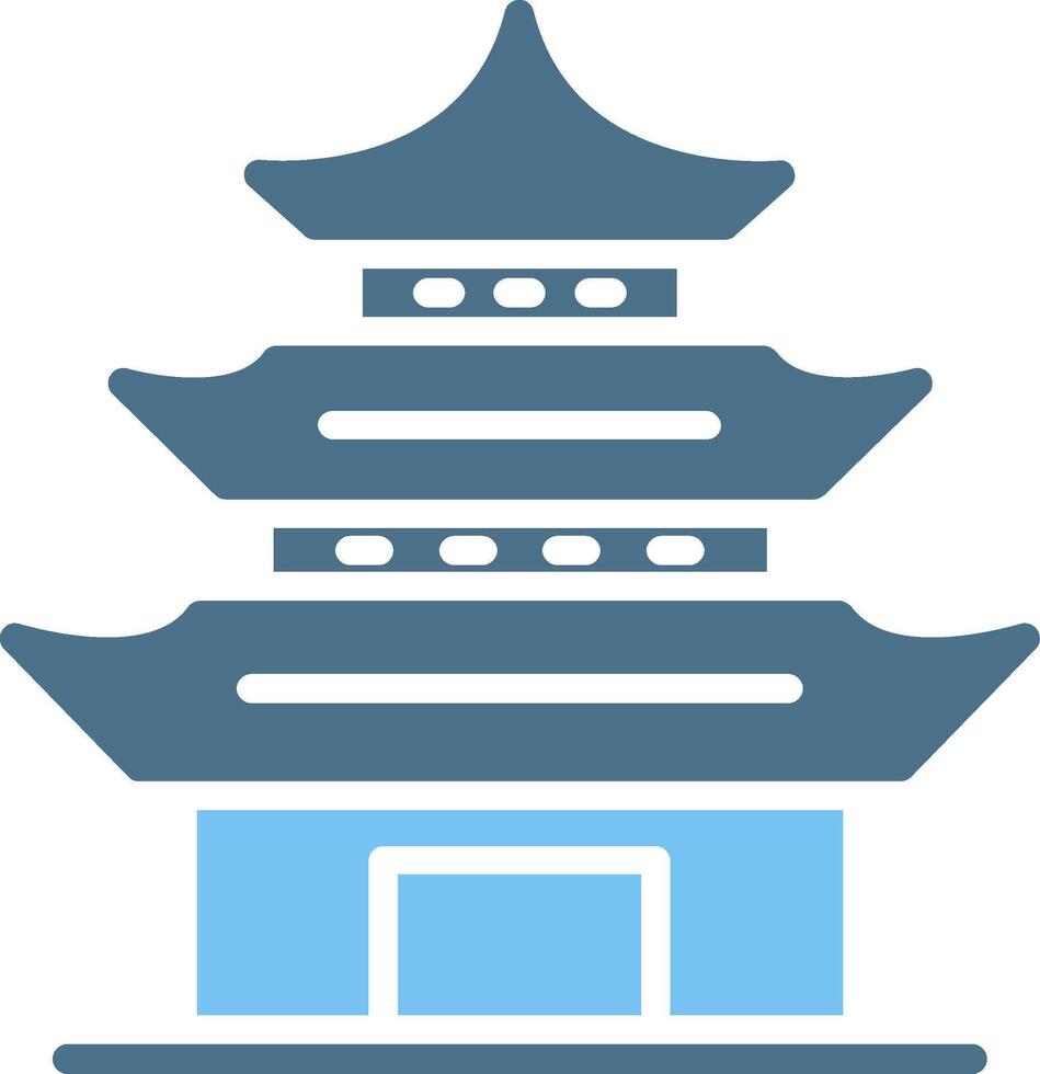 Pagoda Glyph Two Color Icon Design vector