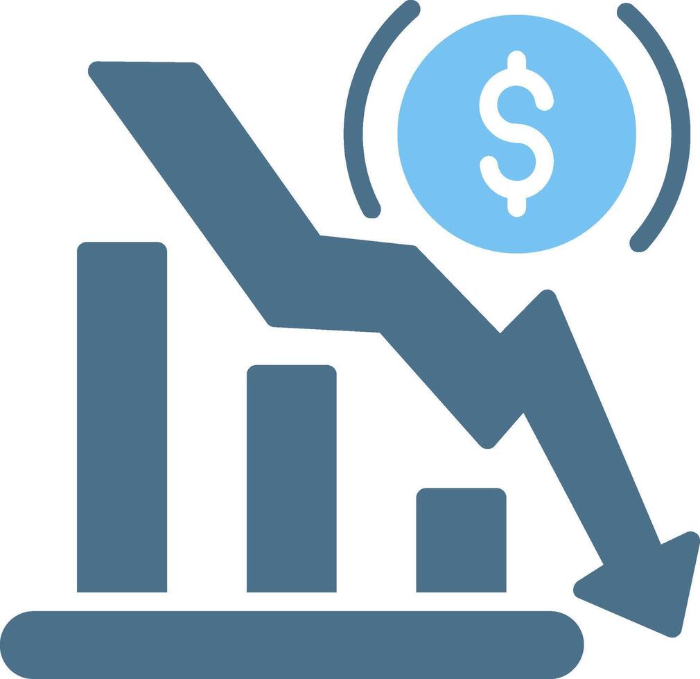 Recession Glyph Two Color Icon Design vector