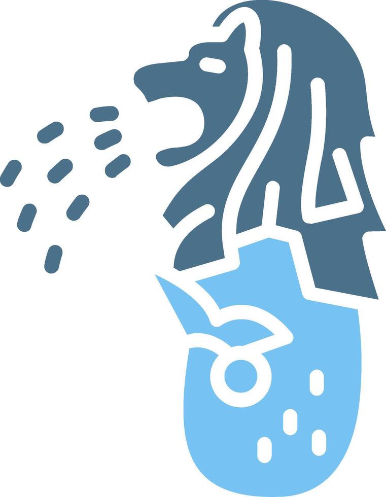 Merlion Glyph Two Color Icon Design vector