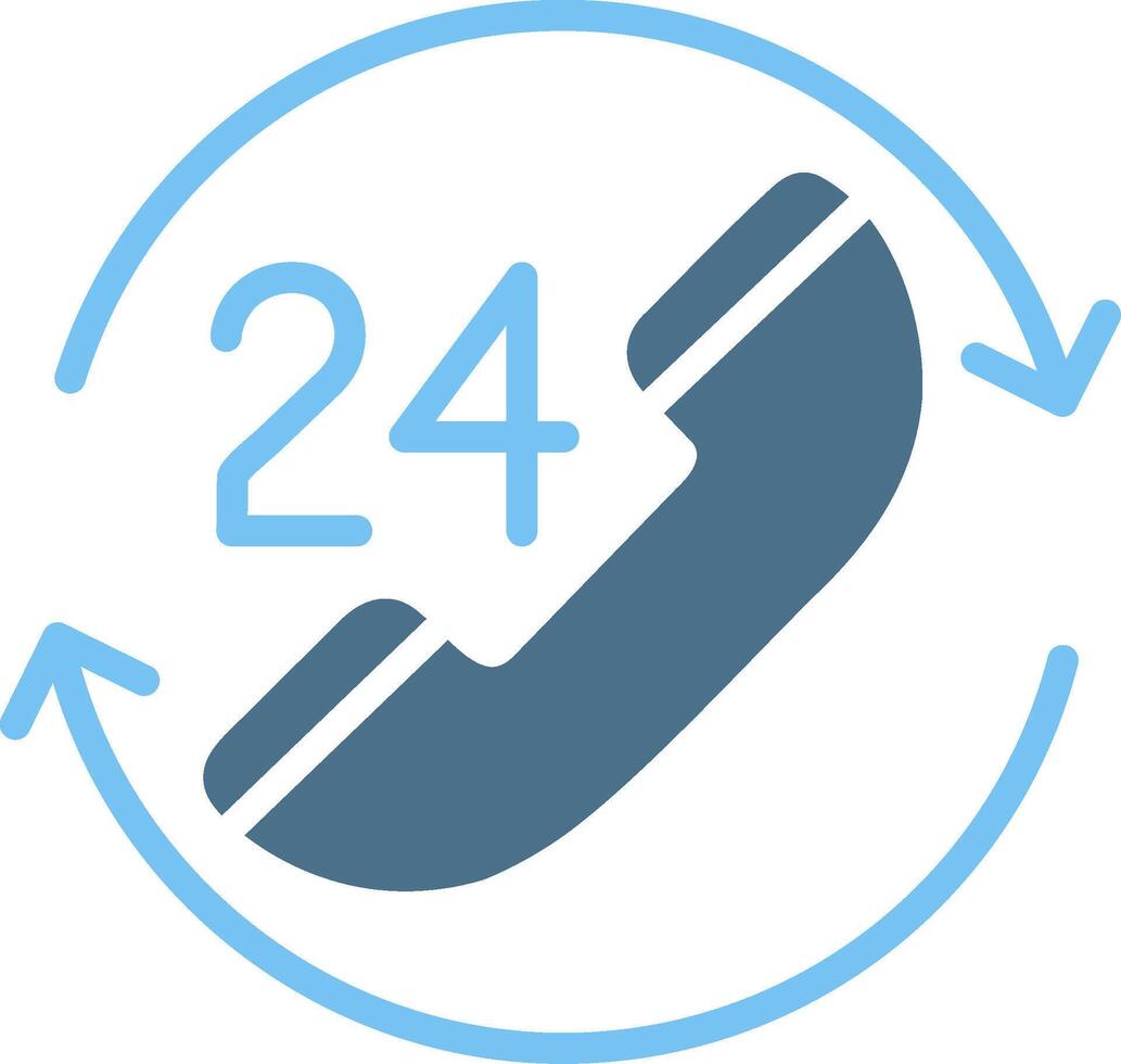 24 Hours Support Glyph Two Color Icon Design vector
