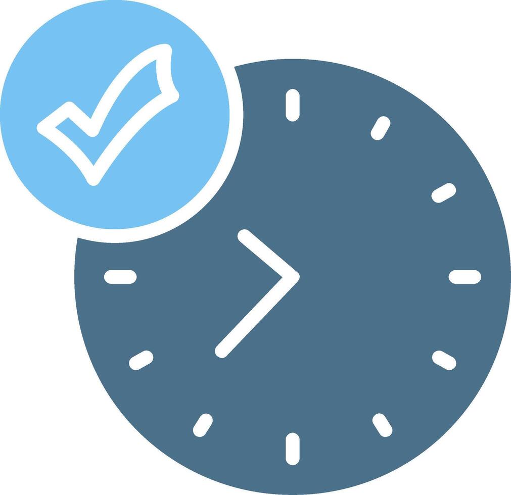 Clock Glyph Two Color Icon Design vector