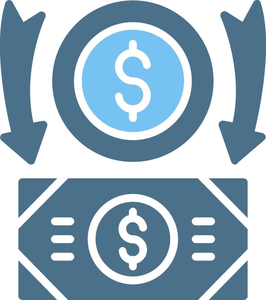 Money Loss Glyph Two Color Icon Design vector
