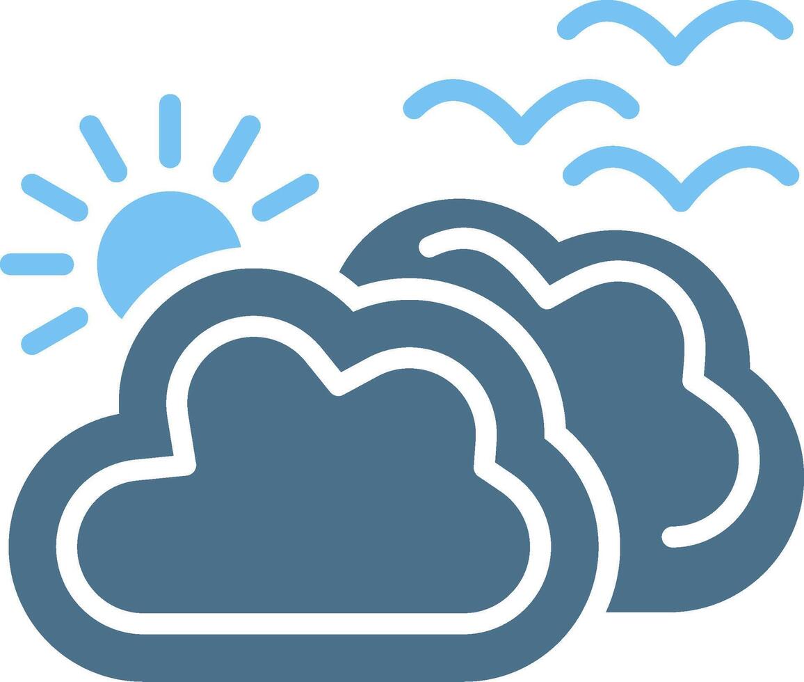 Cloudy Glyph Two Color Icon Design vector