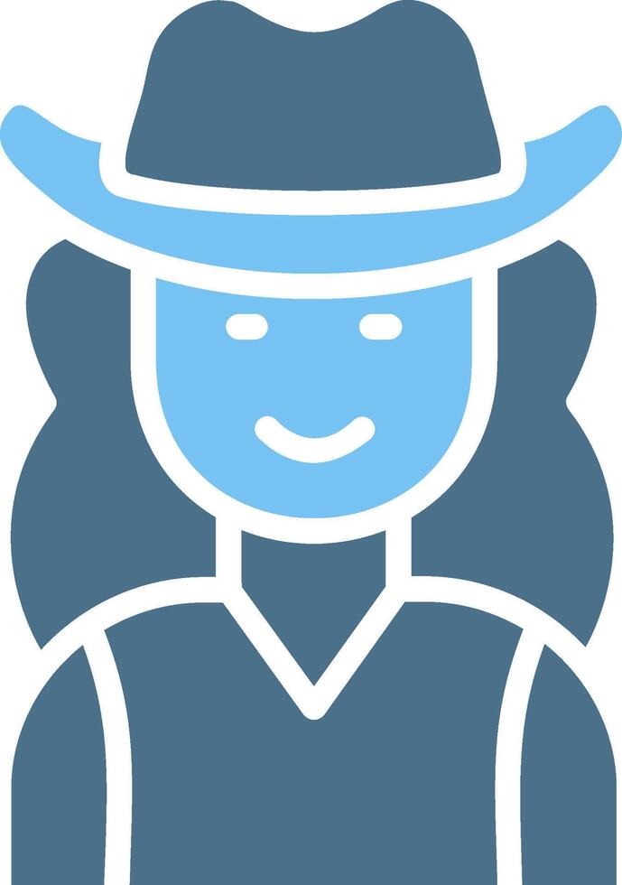Cowgirl Glyph Two Color Icon Design vector