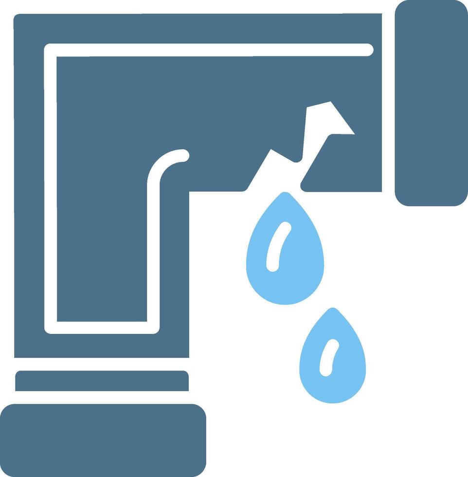 Leaking Glyph Two Color Icon Design vector