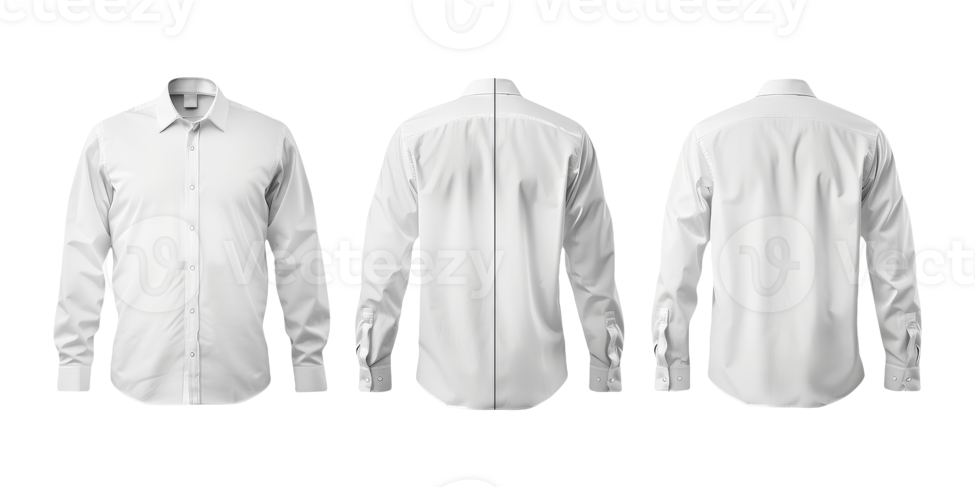 White Long Sleeve Shirt Mockup Template for Graphic Design on a White Background png