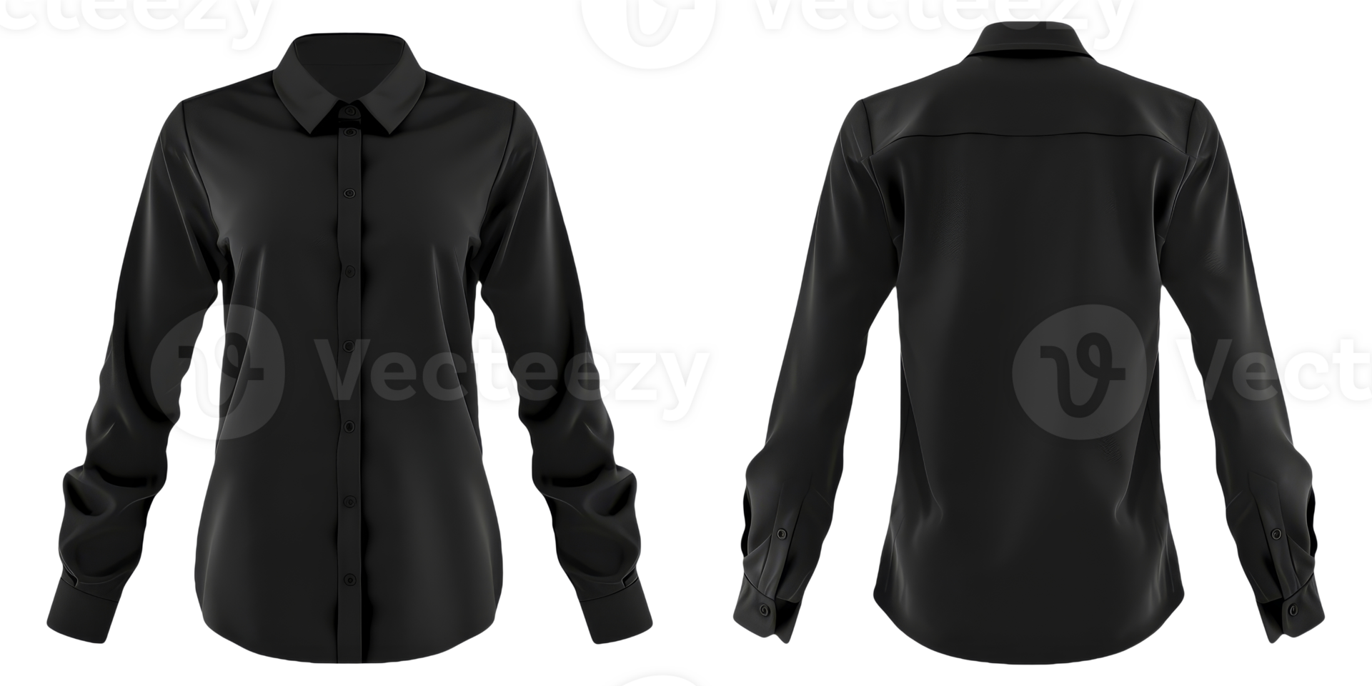 Black Long Sleeve Shirt Mockup Template for Graphic Design With Front and Back Views png