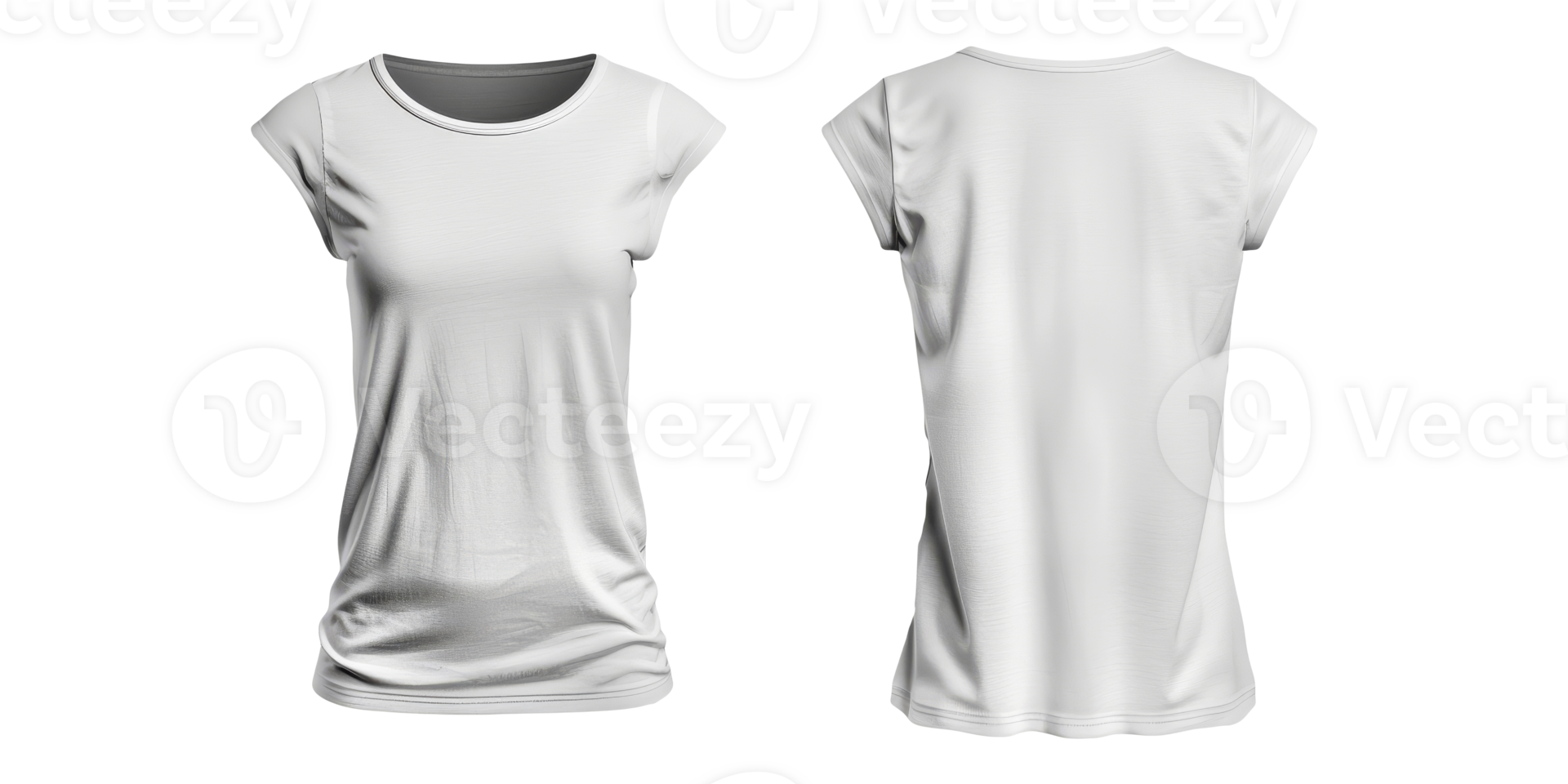 Plain White T-Shirt Displayed From Front and Back on a Neutral Background png