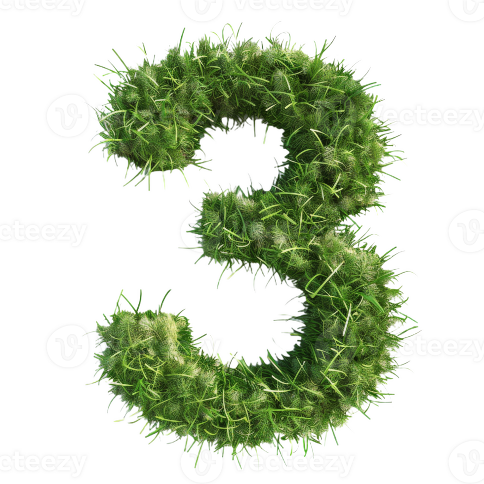 Cute Grass Texture Number 3 on Background. Lush Grass Number Three on Isolated Background png