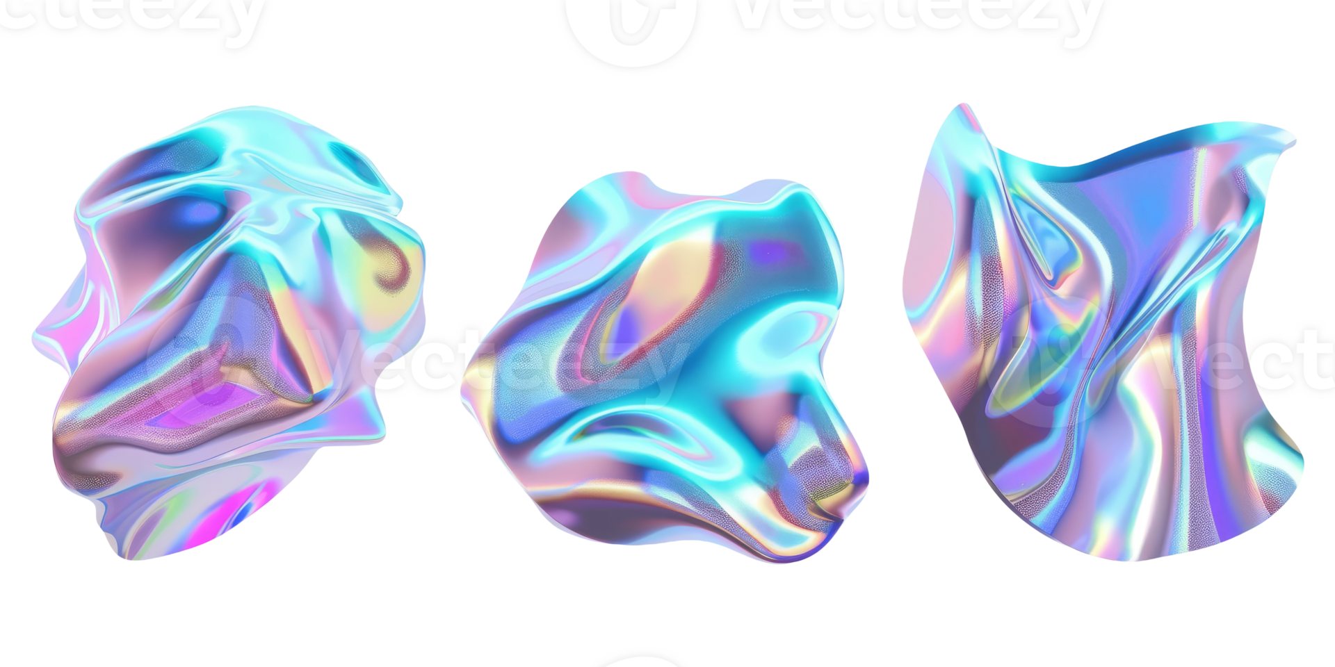Colorful Iridescent Abstract Forms in 3D. Abstract Shapes with Fluid Design png