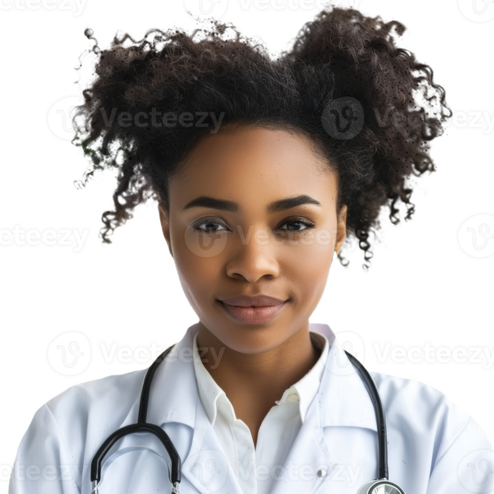 Doctor Wearing a Lab Coat With a Stethoscope, Standing Confidently on Isolated Background png