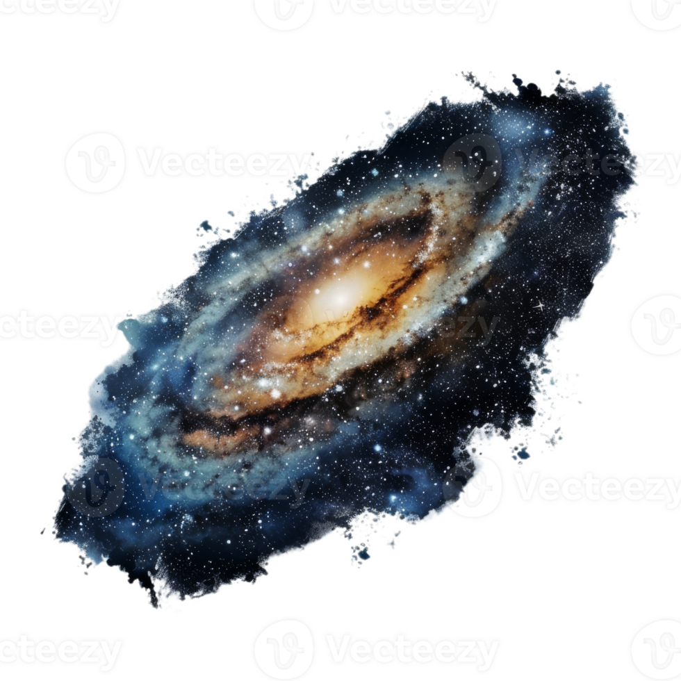 Spiral Galaxy Illuminated by Bright Stars on Isolated Background png