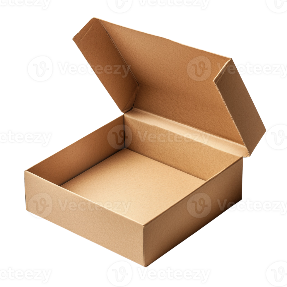 Empty Brown Shipping Box on Transparent Background png