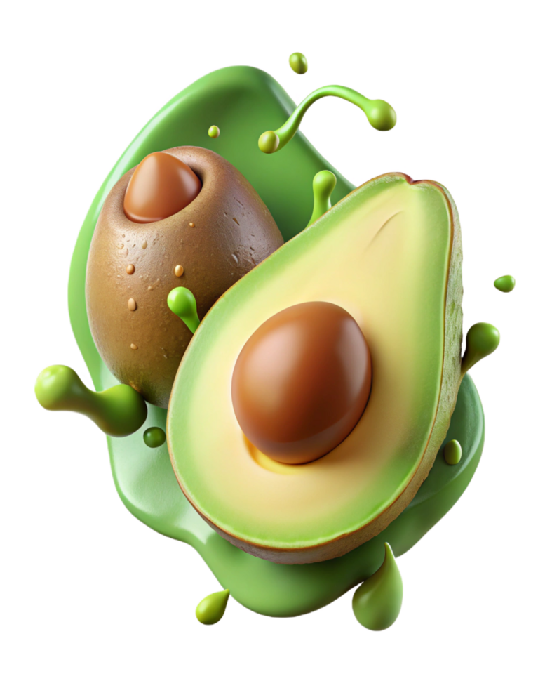 Dynamic Avocado and Splash Composition png