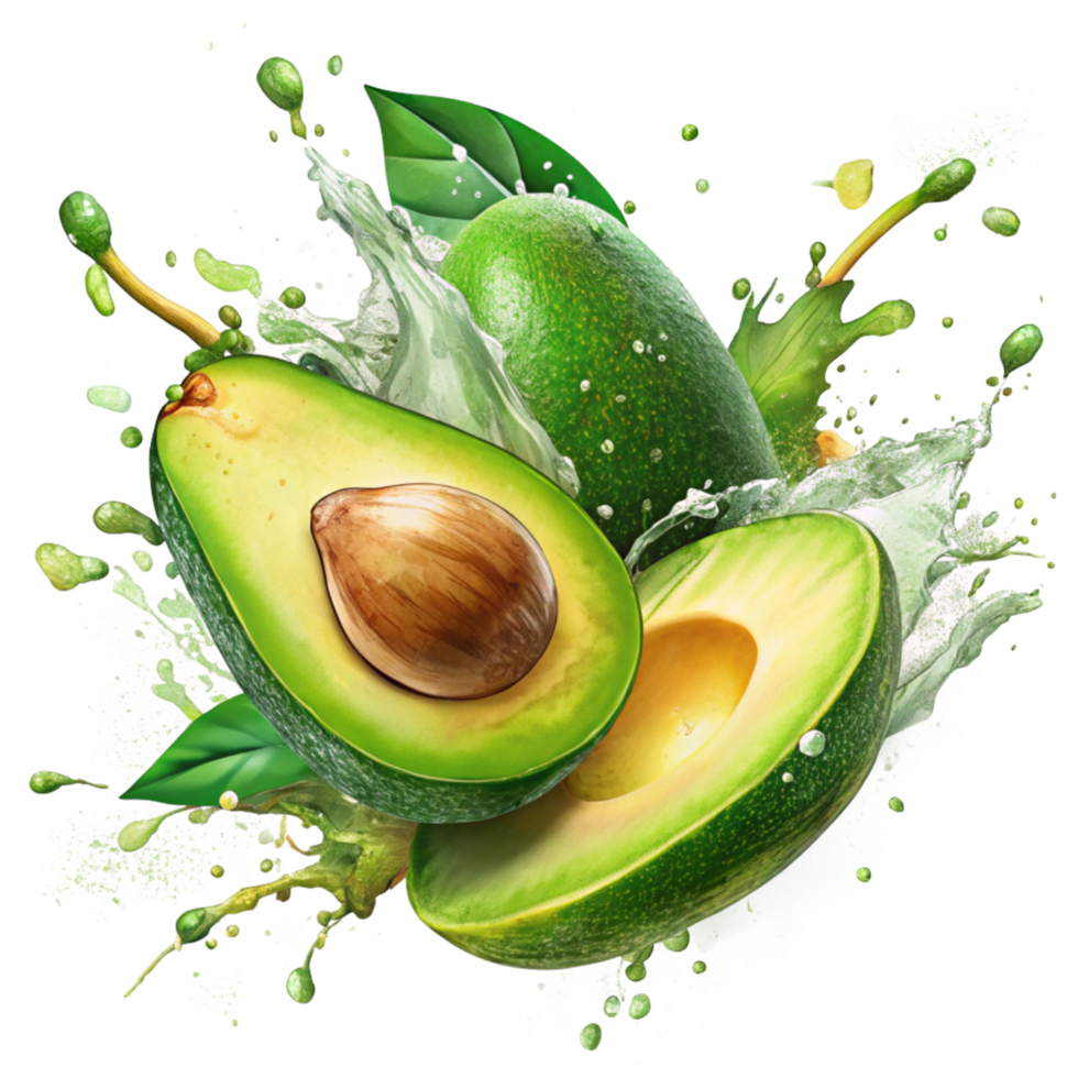 Avocado and Splash Design for Fresh Appeal png