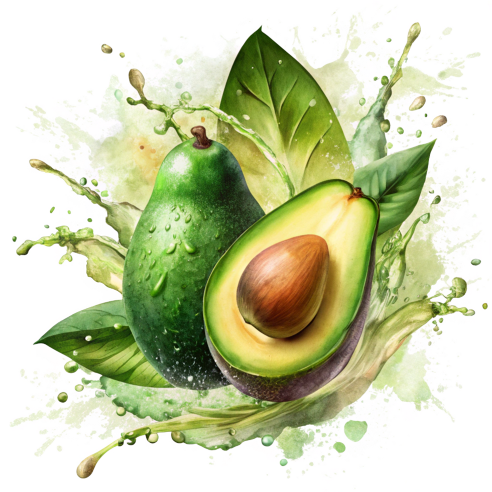 Dynamic Green Splash with Fresh Avocado png