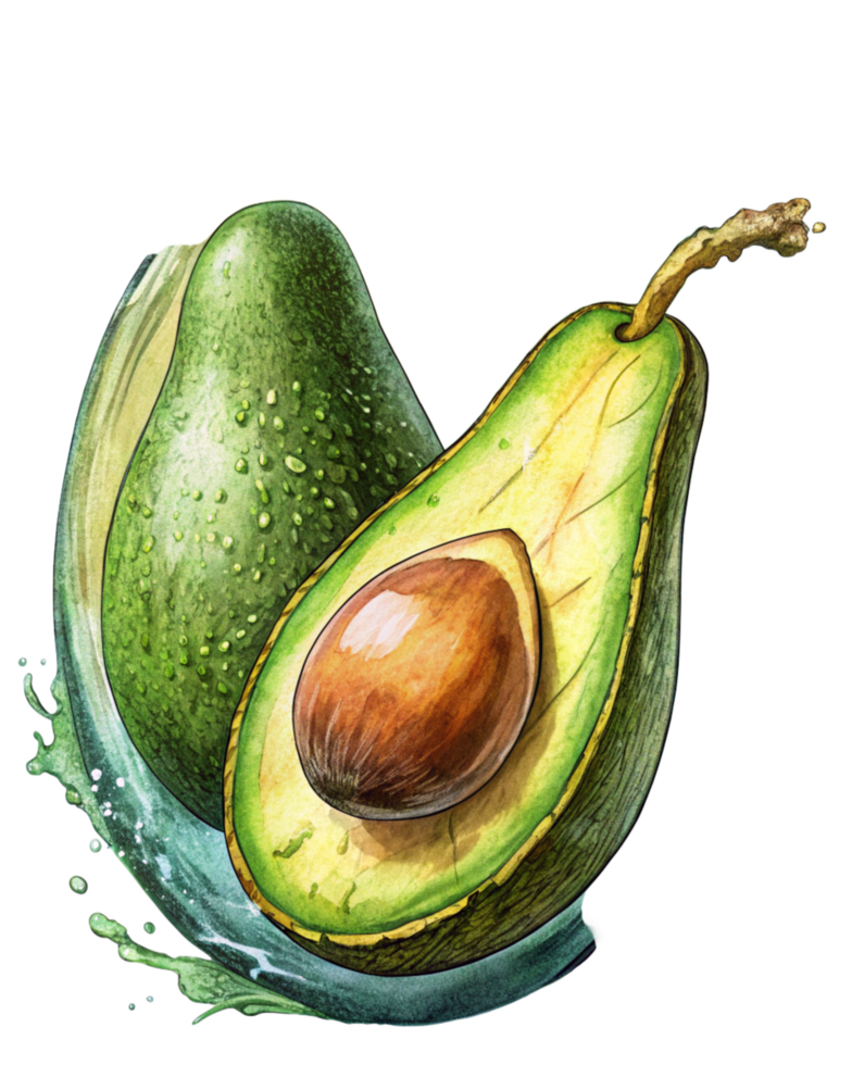 Whole Avocado Encased in Liquid Splash png