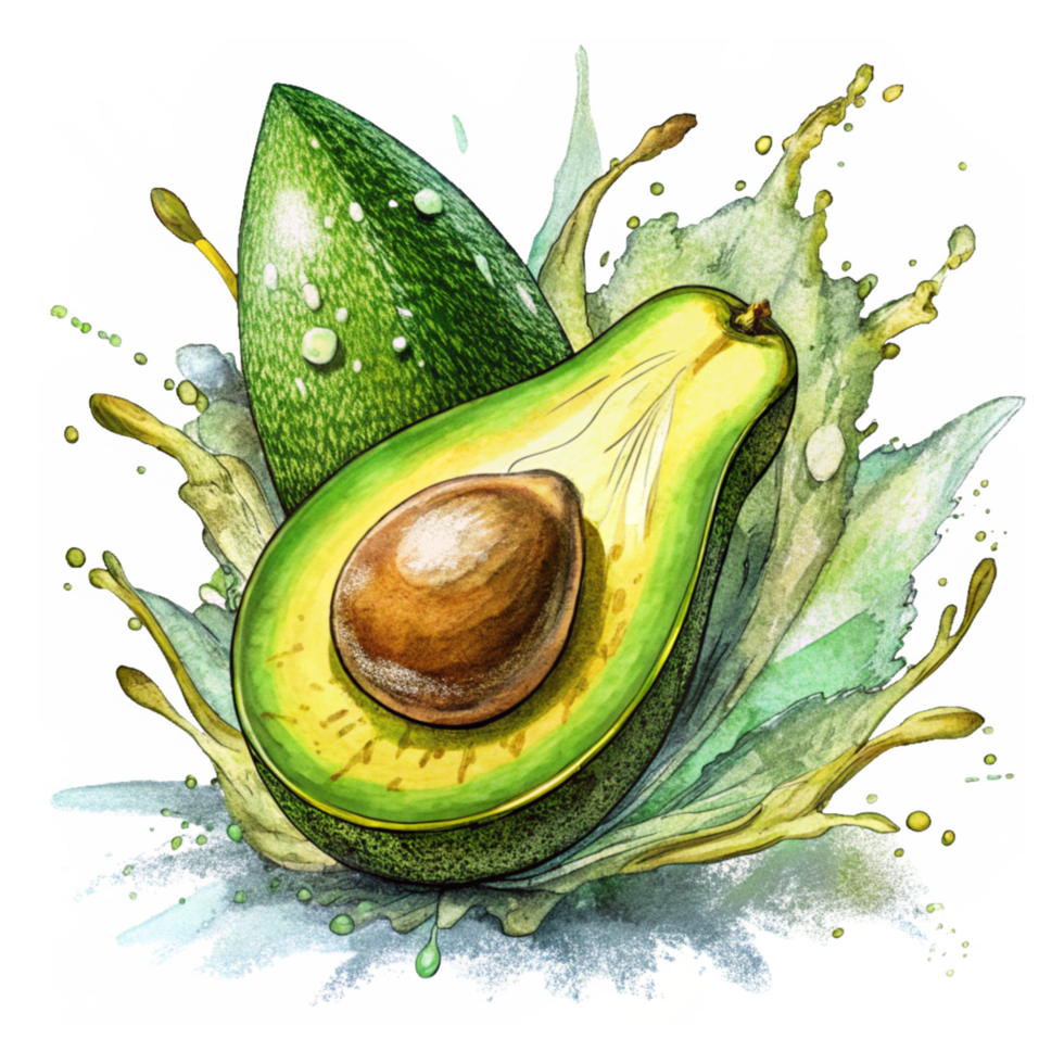 Dynamic Motion of Splash with Avocado png