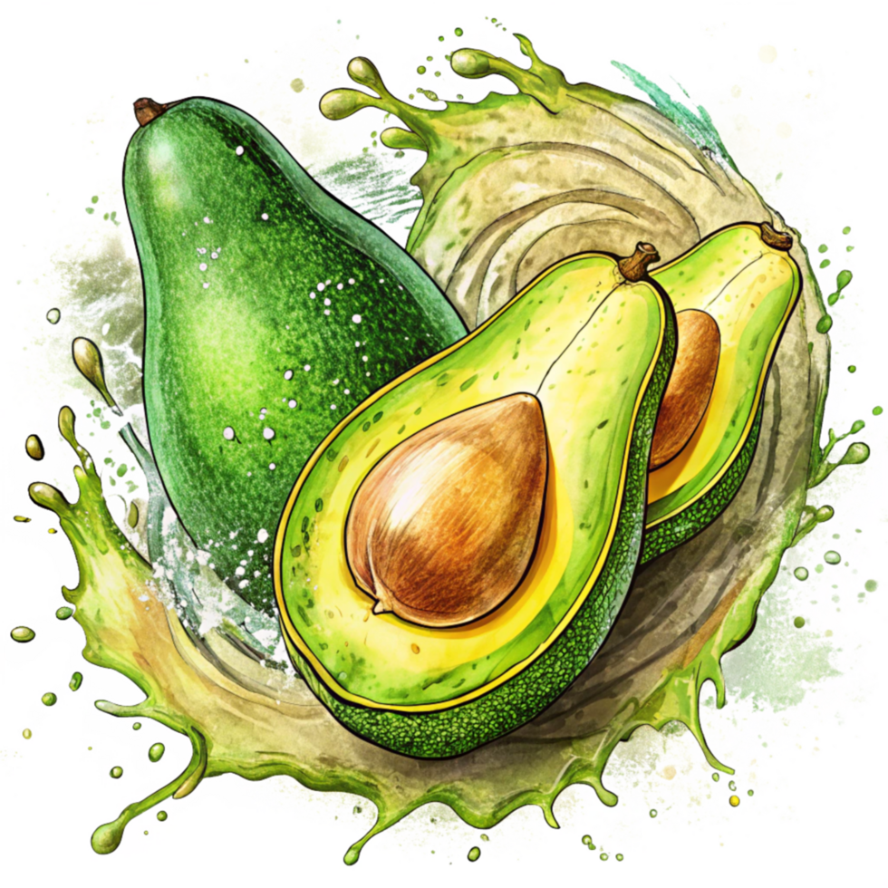 Refreshing Green Splash with Avocado Detail png
