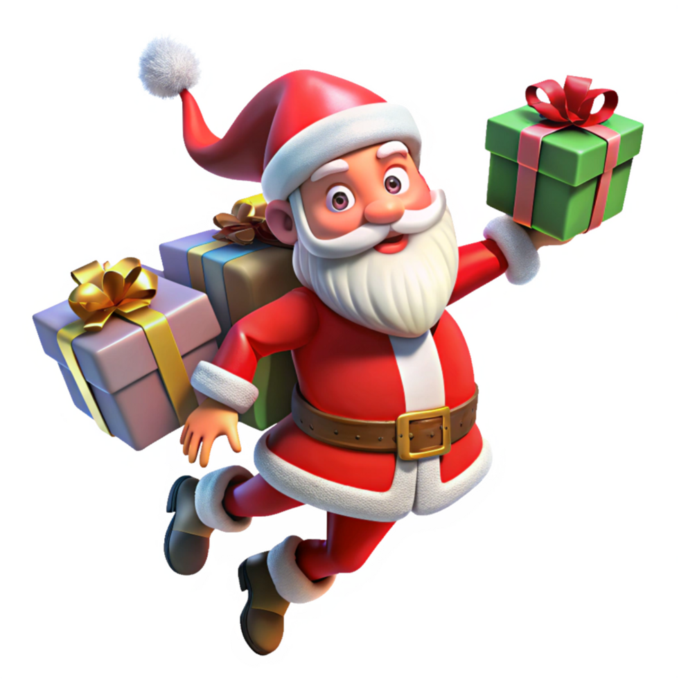 Santa Claus and Gift Boxes in the Night Sky png