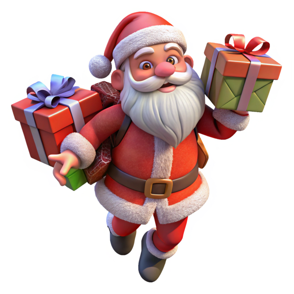 Santa Soaring Over the World with Gifts png