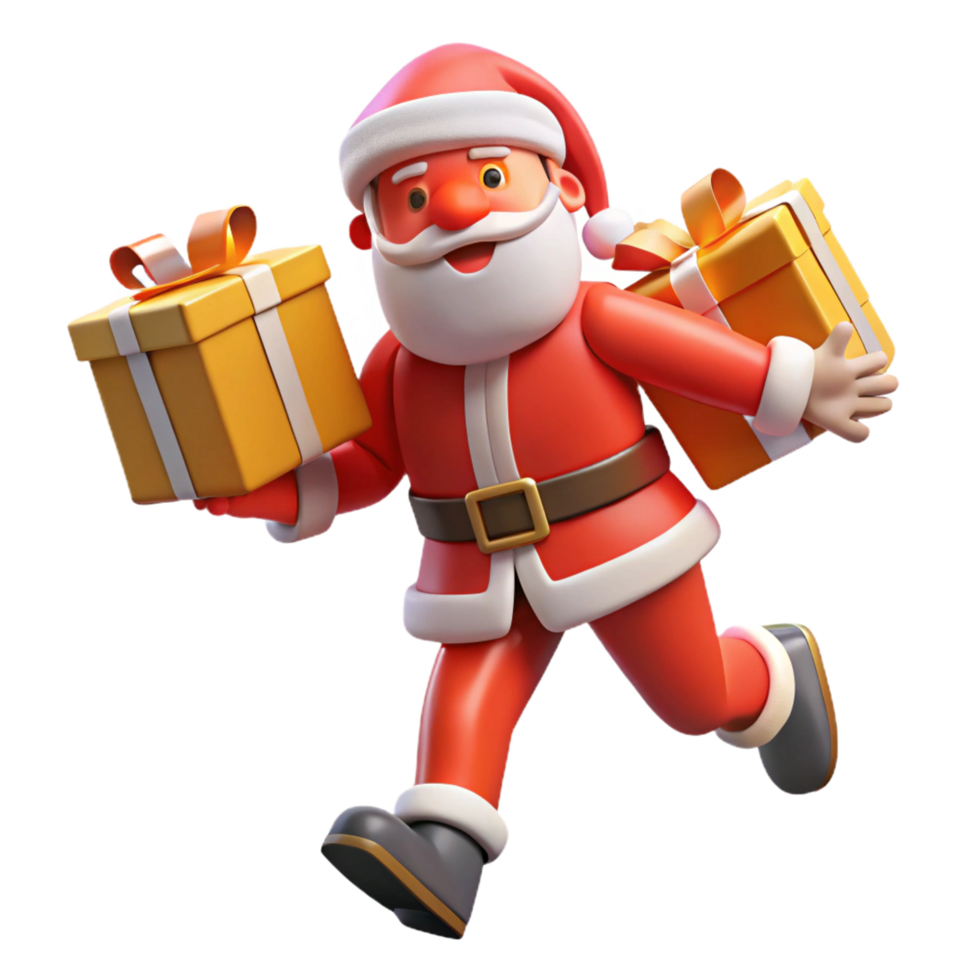 Soaring Santa and His Sleigh of Gifts png