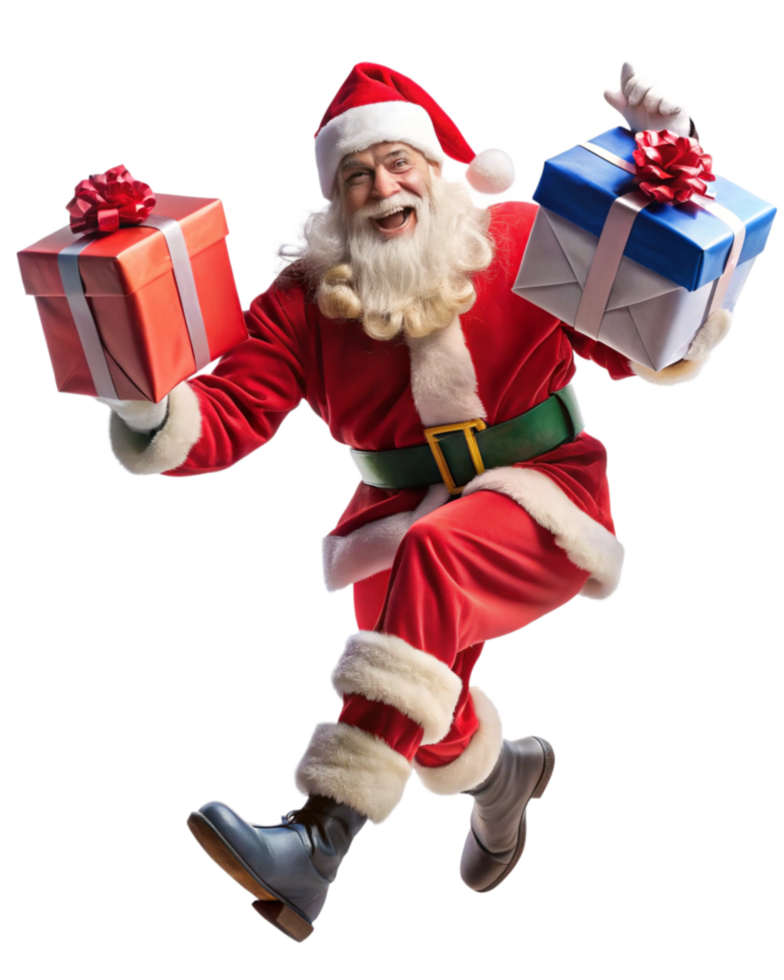 Flying Santa and His Bag of Gifts png