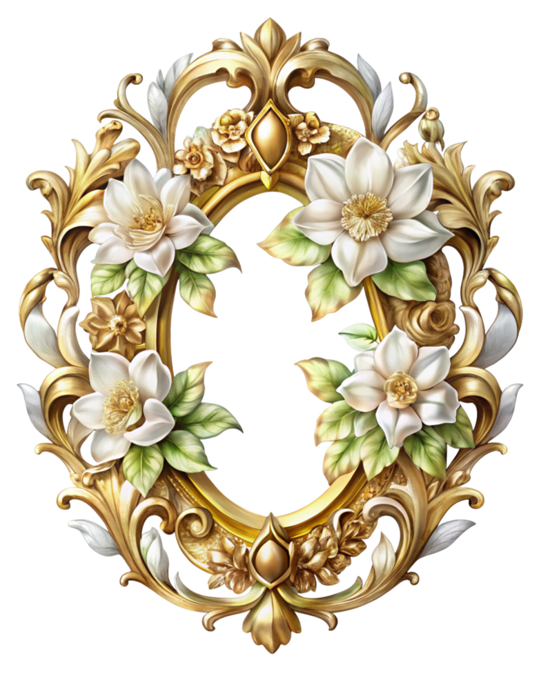 Beautiful White Flowers Surrounding Ornamental Frame png