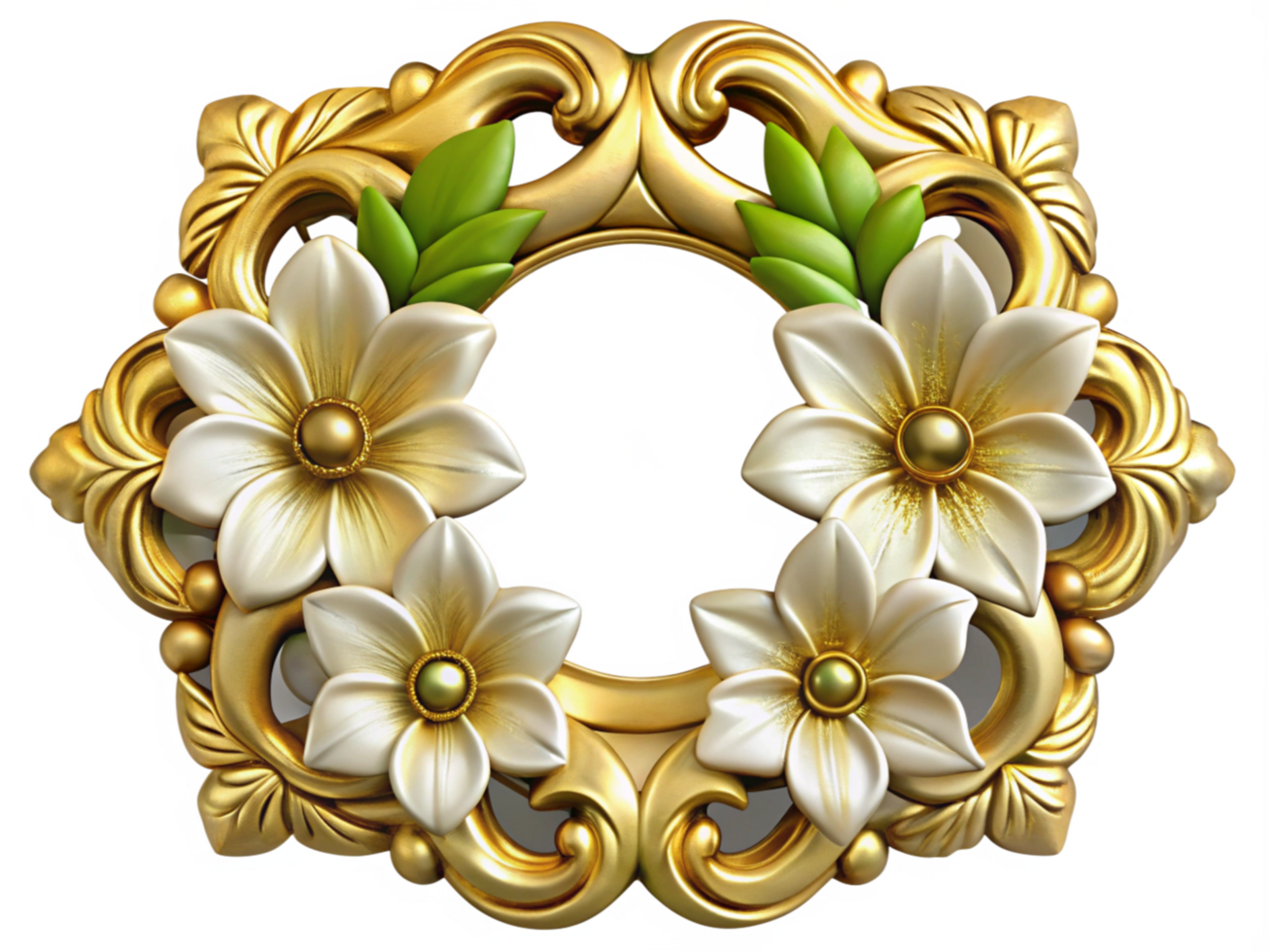 Delicate White Flowers Surrounding Ornamental Frame png