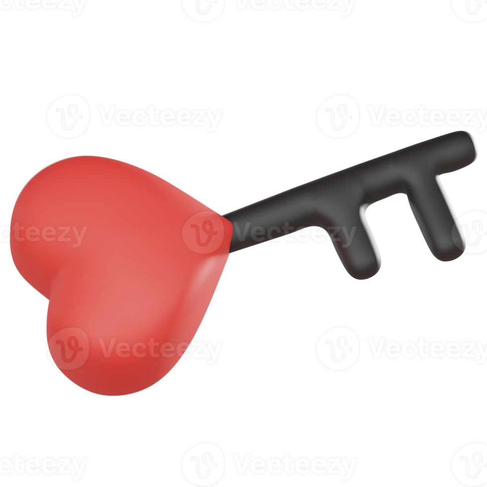 red heart key in valentine concept png