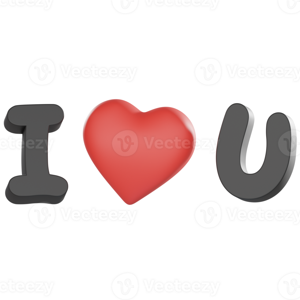 3d of I love you icon png