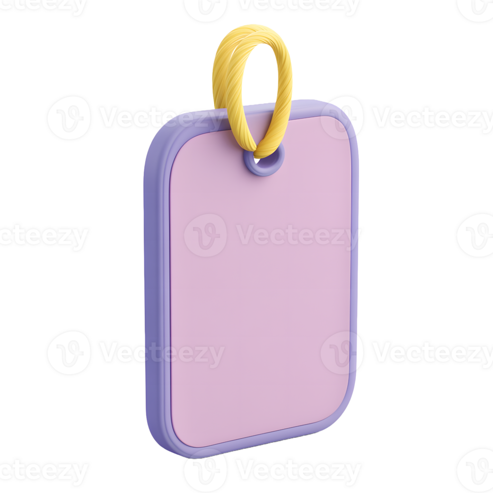 3D Blank hangtag isolated on transparent background png