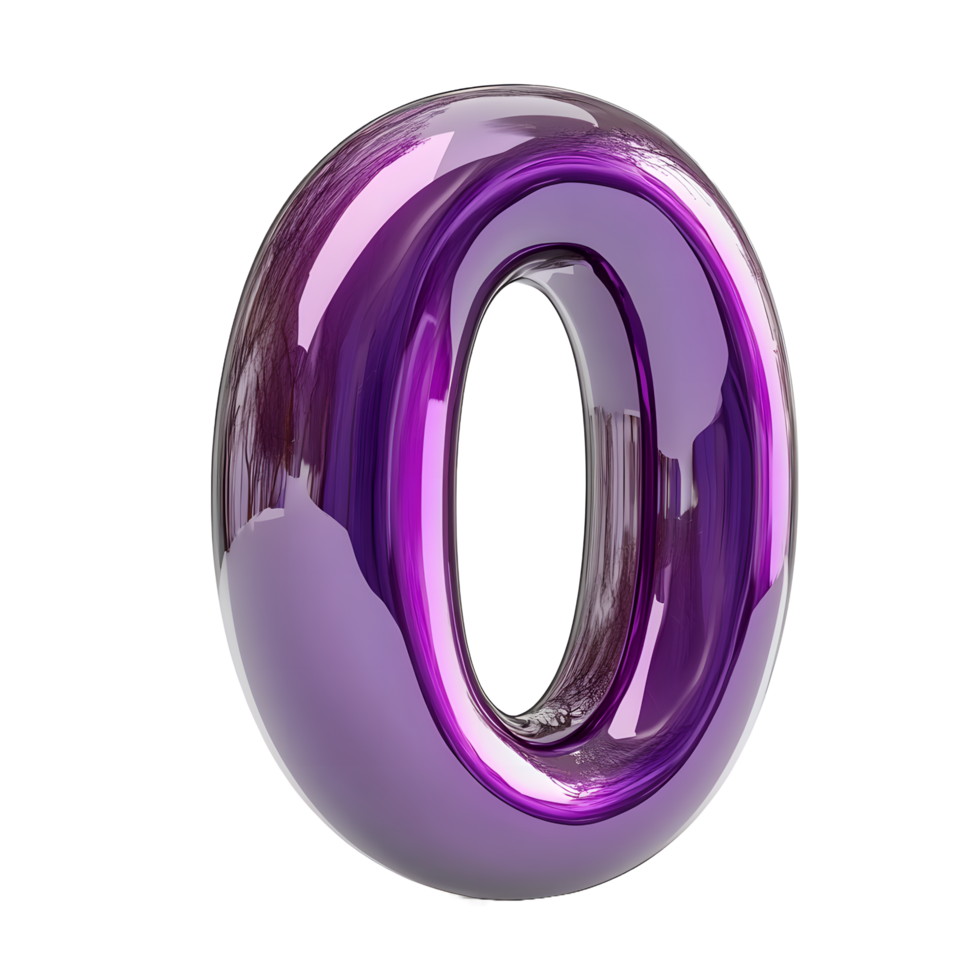A purple number 0 isolated on transparent background png